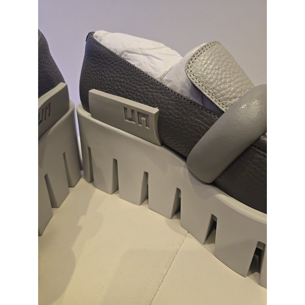 United Nude Loafers Composite Grip Shoes Gray Leather Wedge Chunky Platform 40 9 - Picture 8 of 10